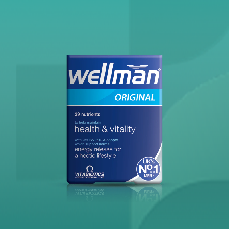 Blue Wellman Original vitamin pack containing 29 essential nutrients for mens health vitality and energy release designed for busy lifestyles available at Star Pharmacy.